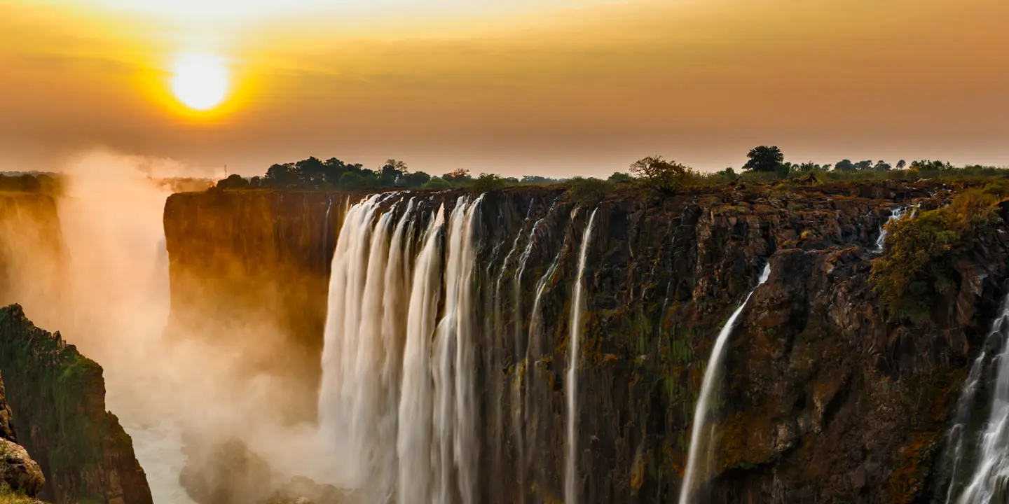 Victoria Falls at sunset
