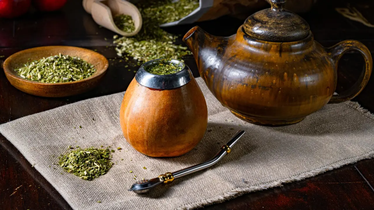 Yerba mate with calabash and bombilla, Uruguay