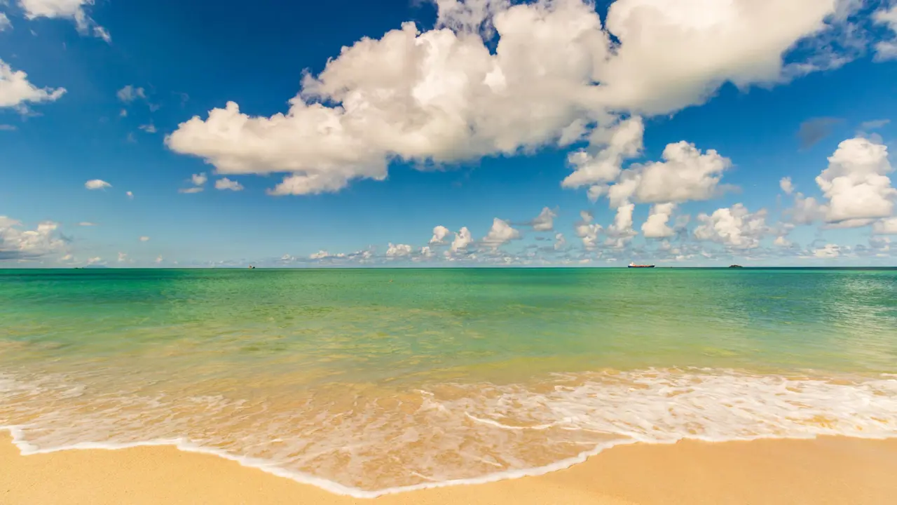 A view of a beach and crystal clear water in St. John's, Antigua