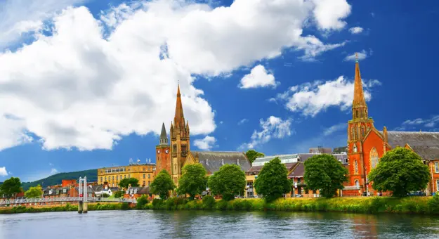 Grieg Street Bridge and Free North Church, Inverness