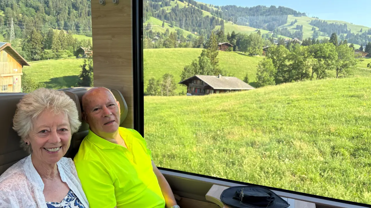 NMH customers on the train to Interlaken