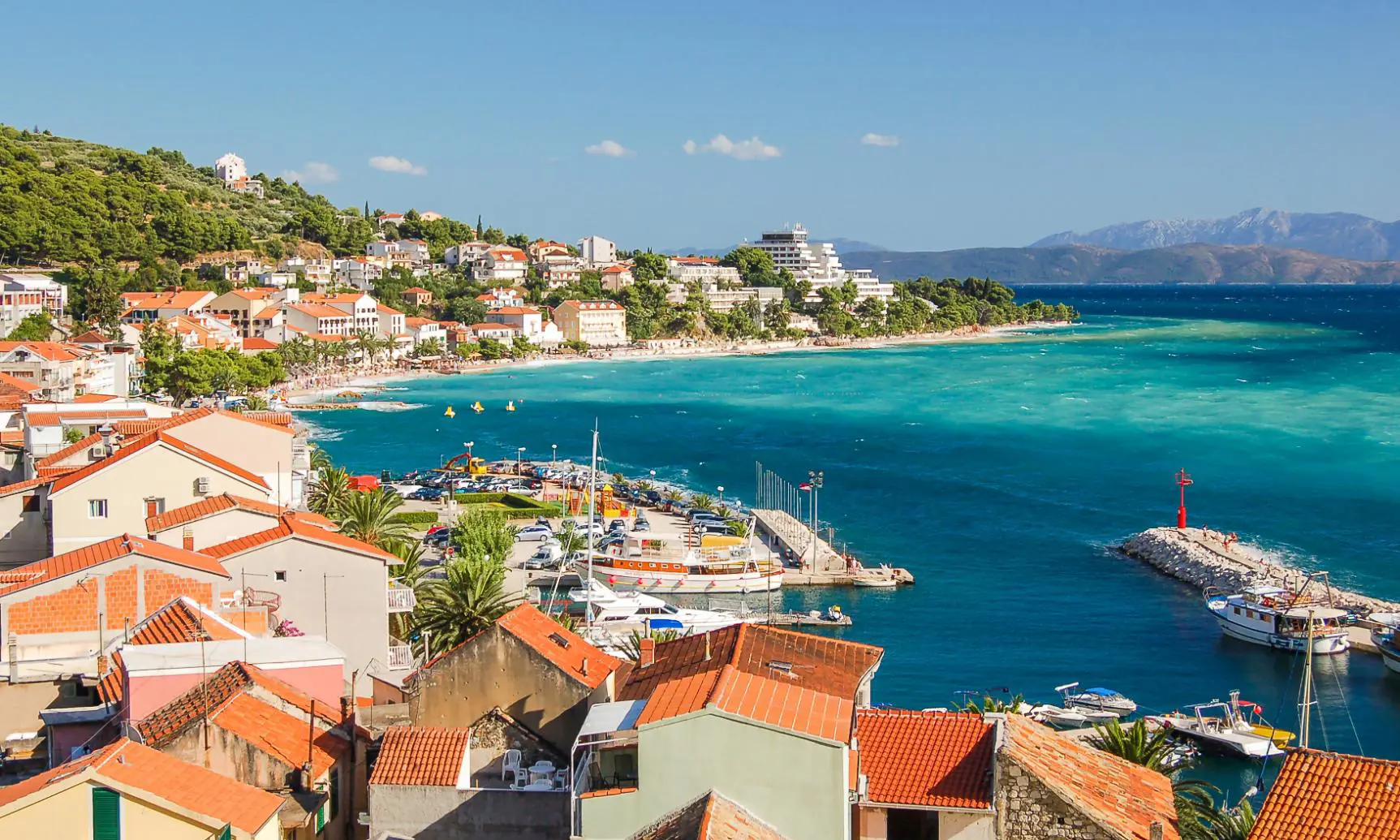 Azure scene of a summer Croatian landscape in Podgora, Croatia