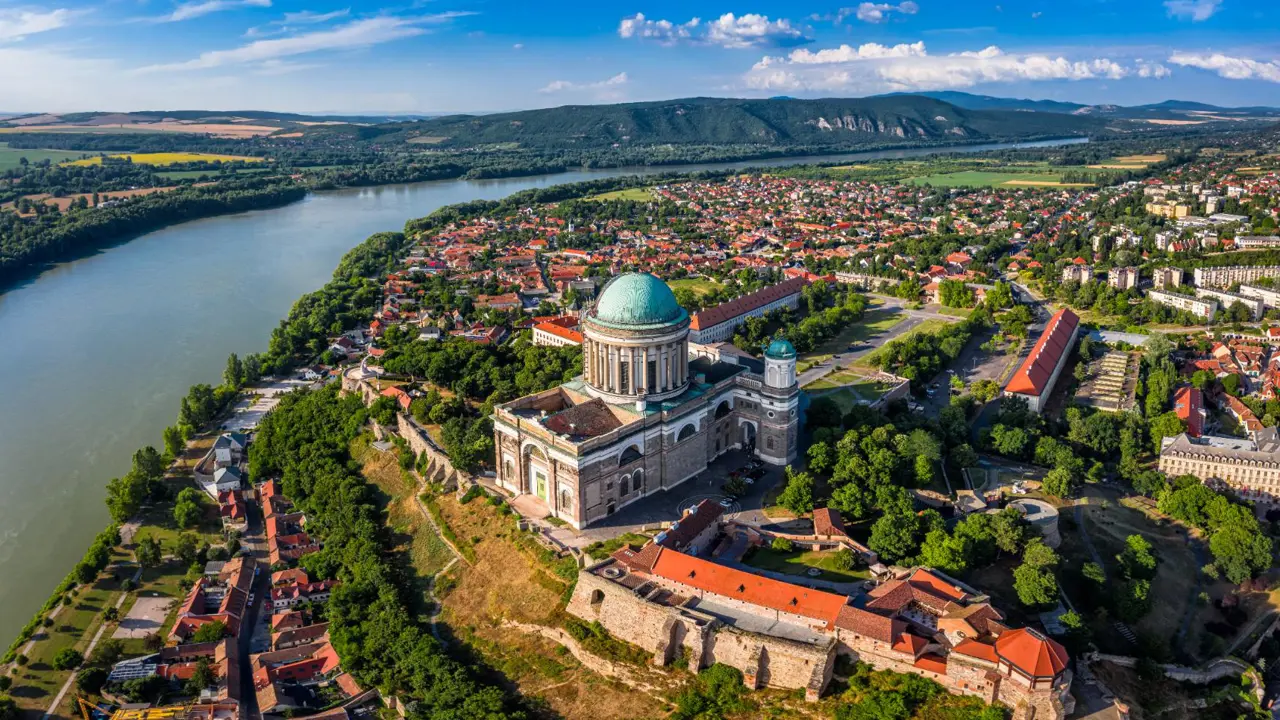  Aerial view of basilica, Esztergom