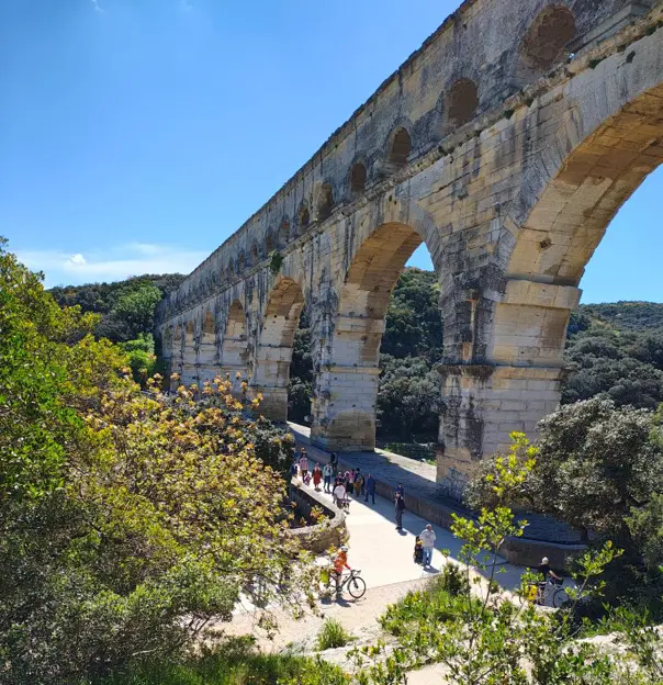 The ancient Roman Pont du Gard Aqueduct in Southern France