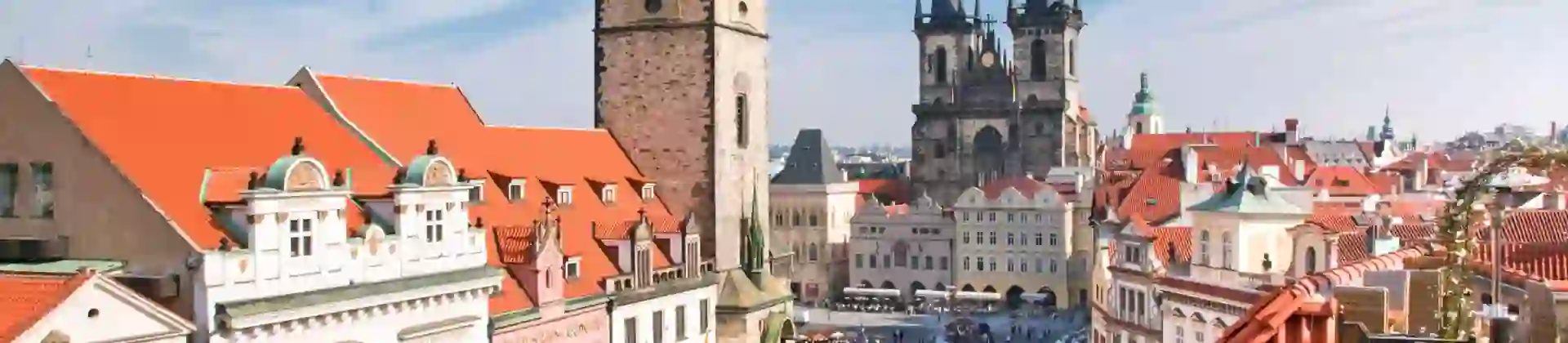 Old Town Square, Astronomical Clock and Týn Church, Prague, Czech Republic
