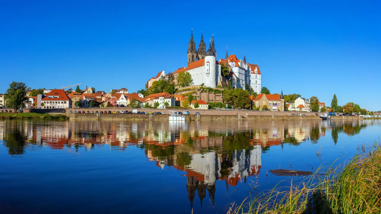 Albrechtsburg Castle, Cathedral and Elbe River, Meissen, Germany