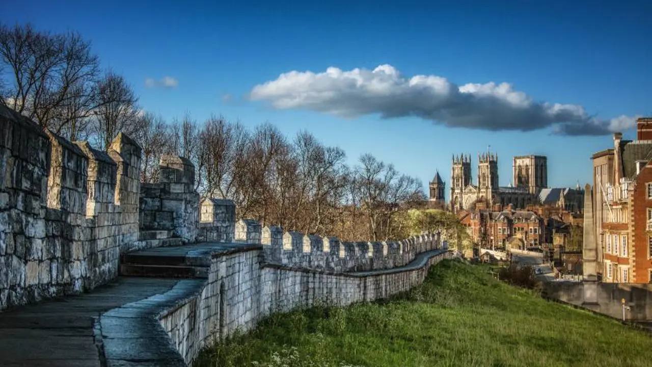 York wall and Minster, York