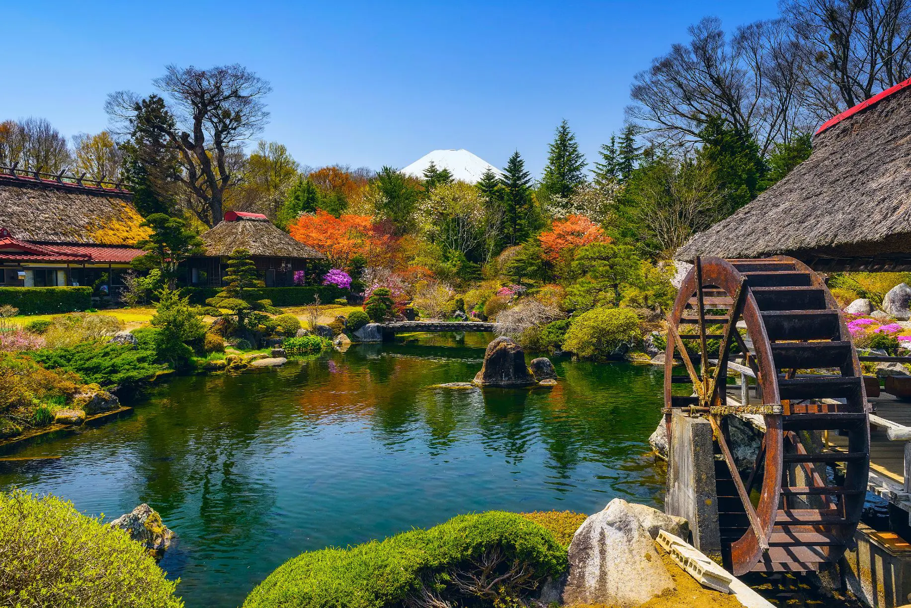 Mount Fuji view from Oshino Hakkai village, Japan