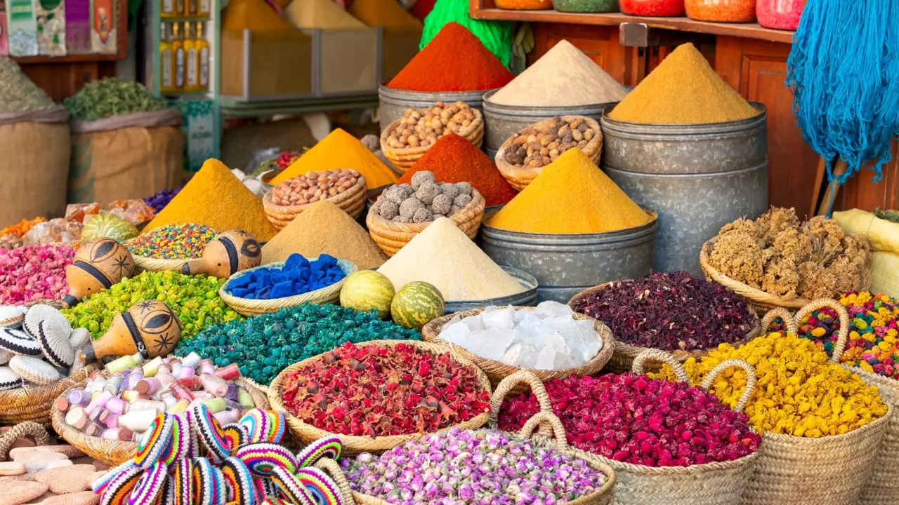 Sh 2254599053 Colorful Spices And Dyes Found At Souk Market In Marrakesh, Morocco