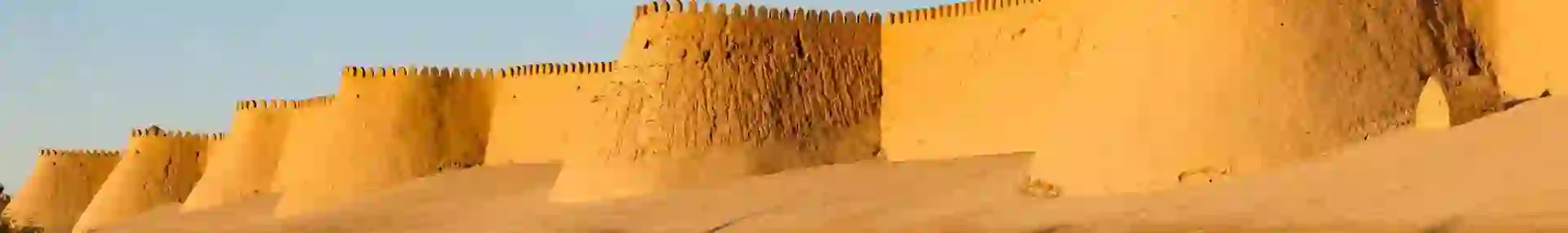 Sunset on city wall of Ichan Kala, Khiva, Uzbekistan