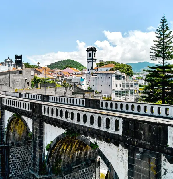 View of Ribeira Grande town in the Azores
