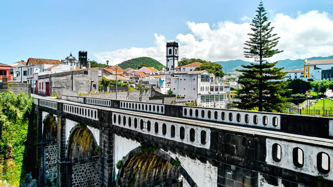 View of Ribeira Grande town in the Azores