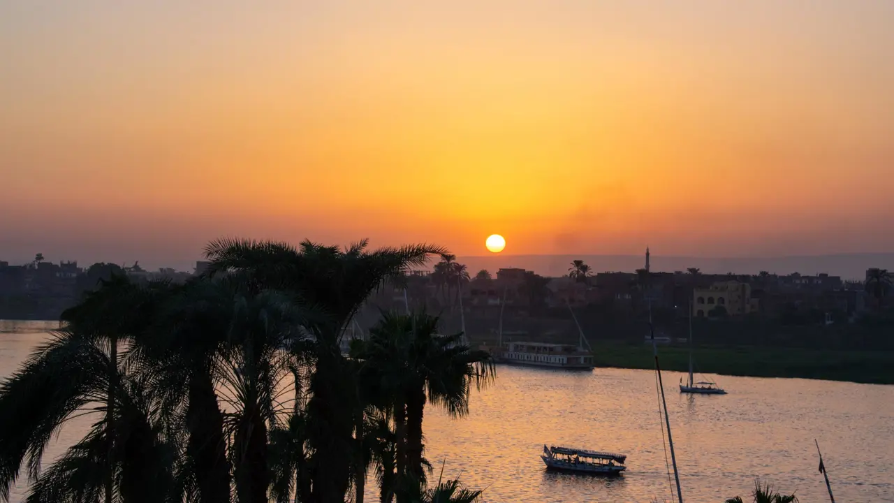 Beautiful sunset over Nile River, Luxor