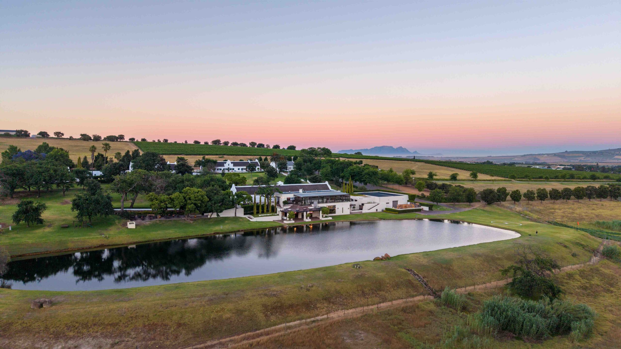 Webersburg Wine Estate, Stellenbosch, Exterior Sunset View