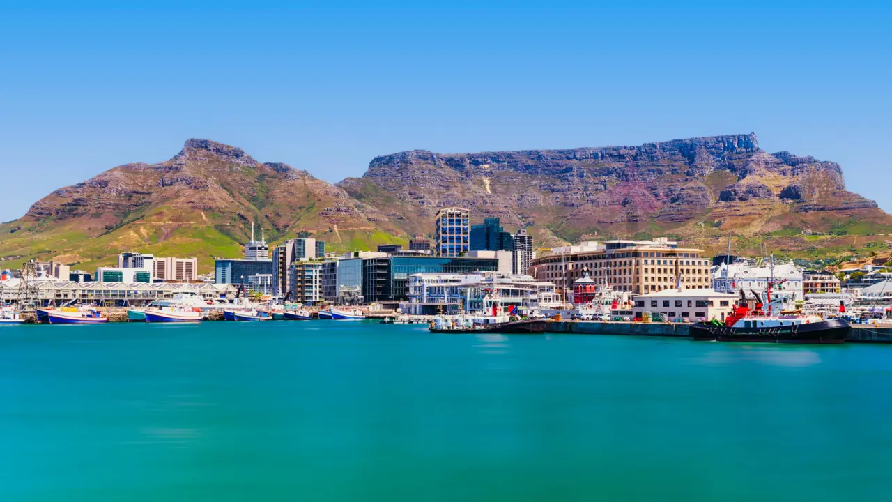V&A Waterfront, Cape Town city and Table Mountain in the background, South Africa