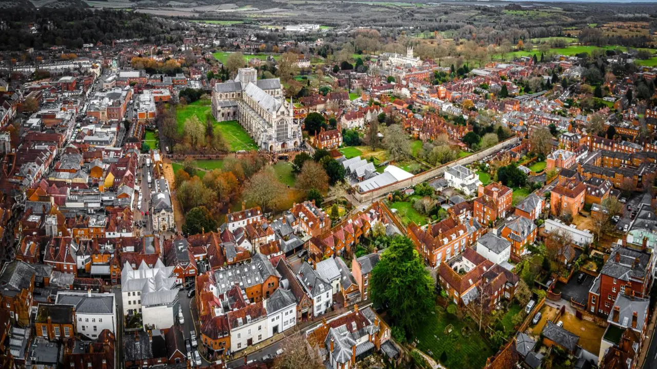 Aerial view of Winchester, Hampshire