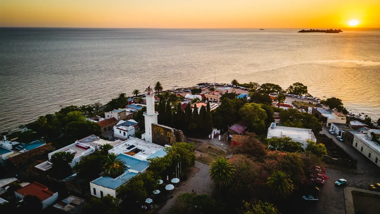 Lighthouse, Colonia del Sacramento at sunset, Uruguay