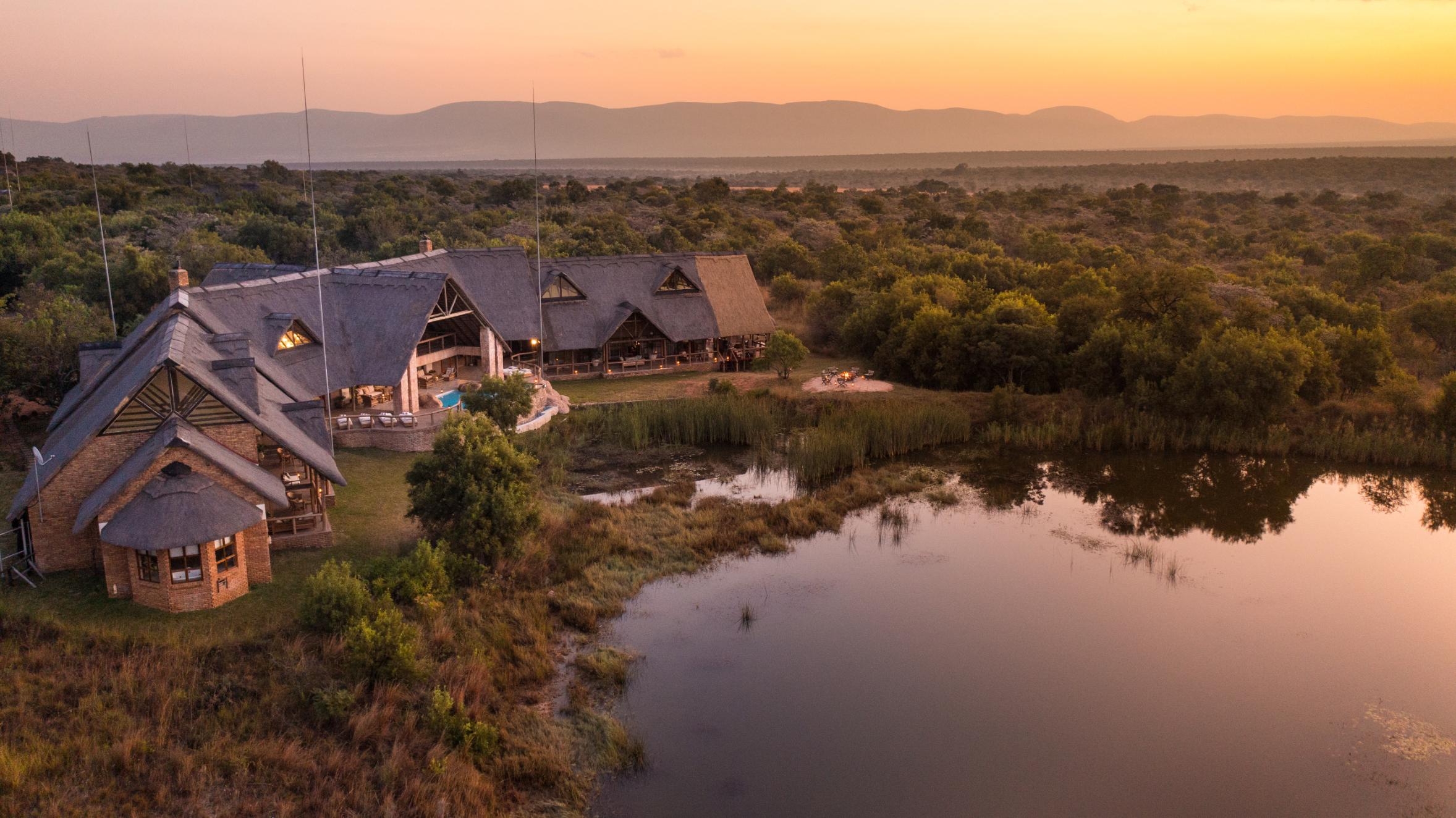 Kingfisher Villa Suites, Mabula Game Reserve, aerial view of suits