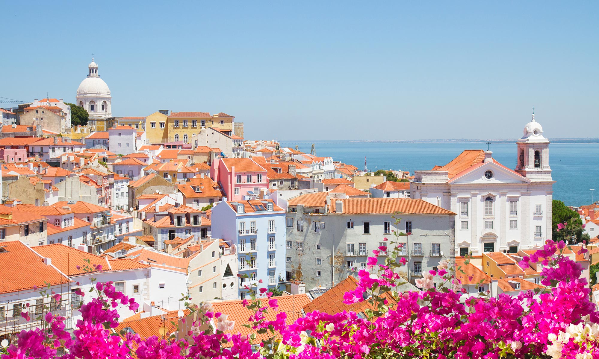 A view of Lisbon and the city's terracotta tiled rooftops
