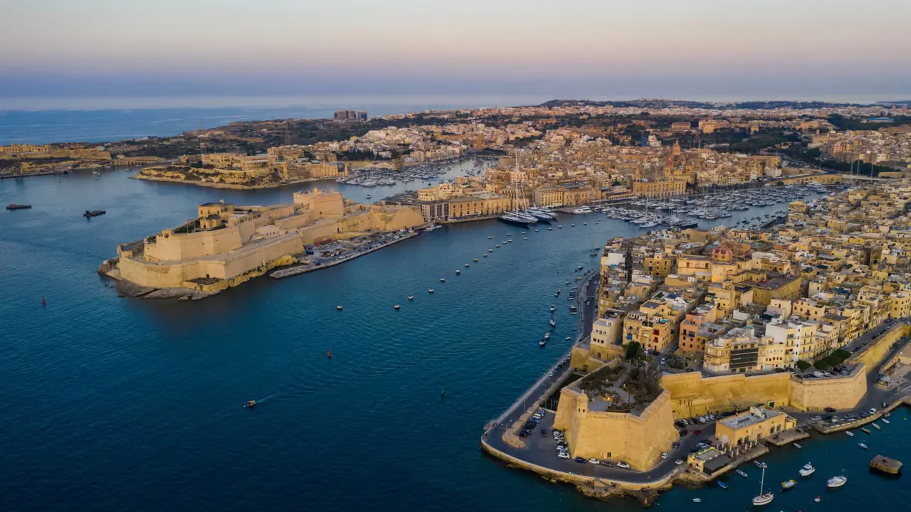 Aerial View of The Three Cities, Vittoriosa, Senglea and Cospicua, Malta