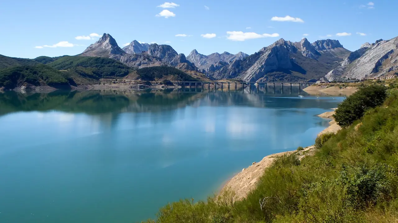 Picos de Europa, Spain: artificial lake in the natural park Picos de Europa