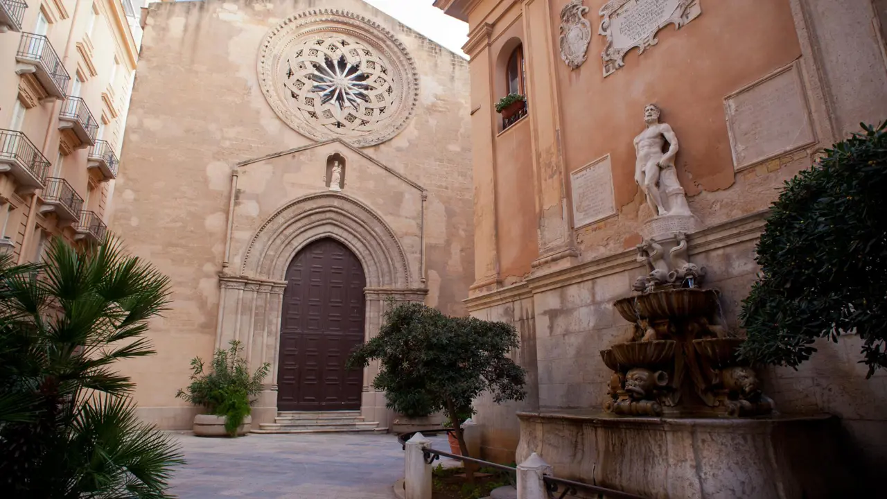 Sant'Agostino Church and Saturno Fountain, Trapani, Sicily