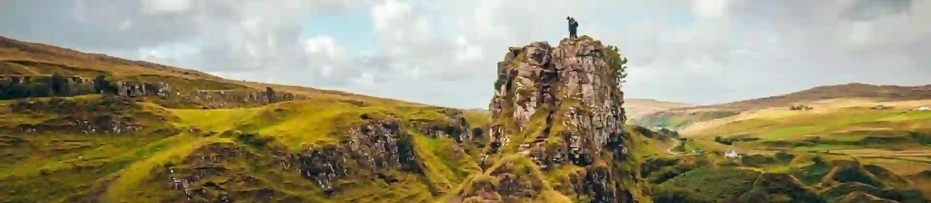 Wide shot of someone standing on top of the Fairy Glen landslip