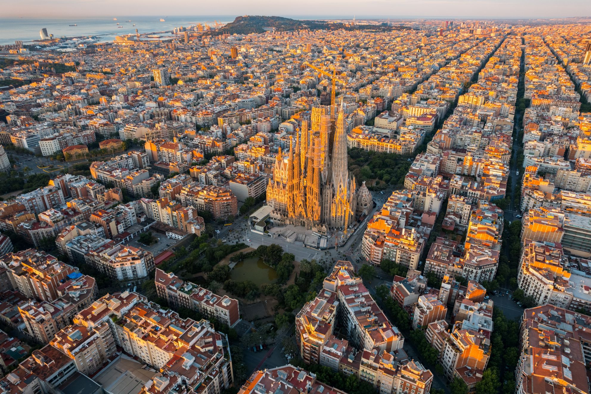Shutterstock 2163476643 Aerial View Of Barcelona Sagrada Familia Cathedral, Spain