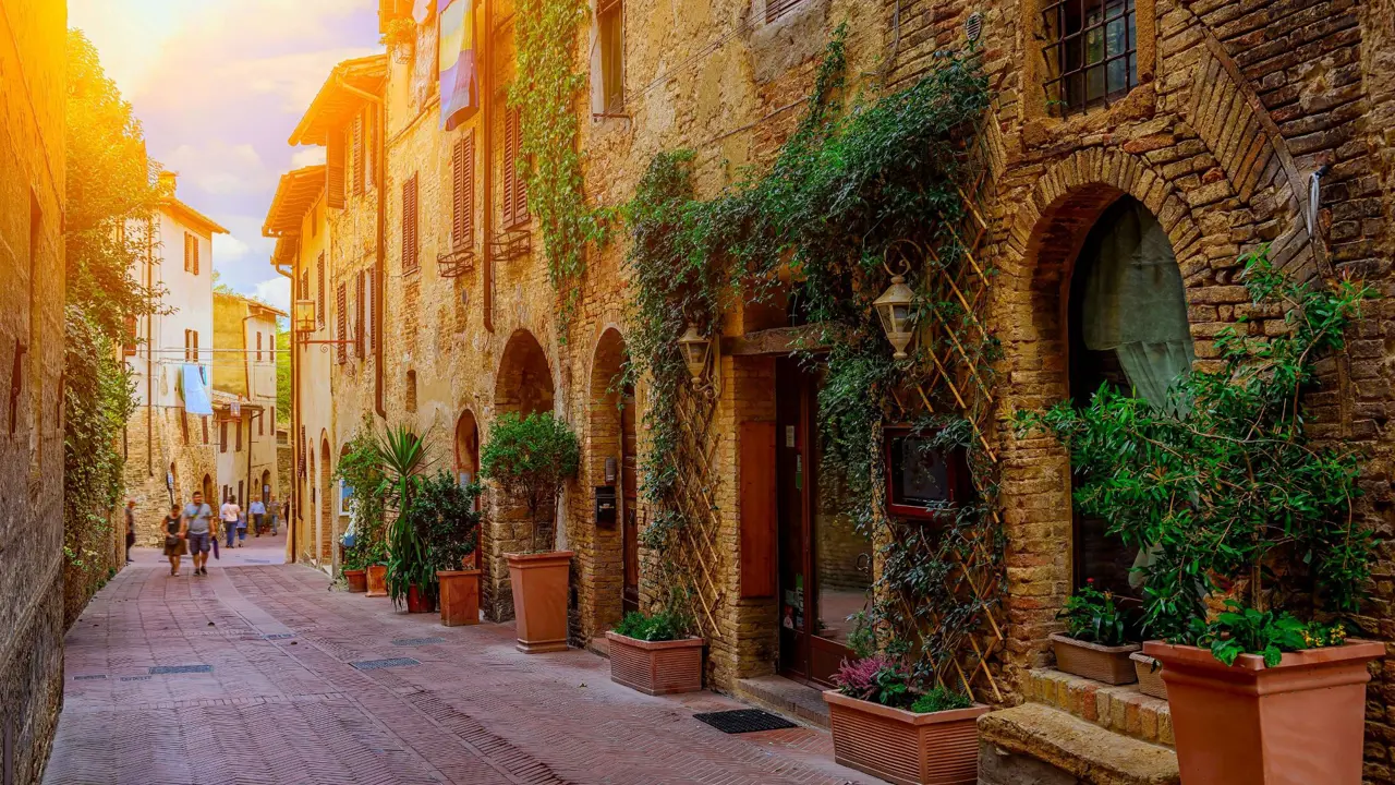 Small street in San Gimignano, Italy