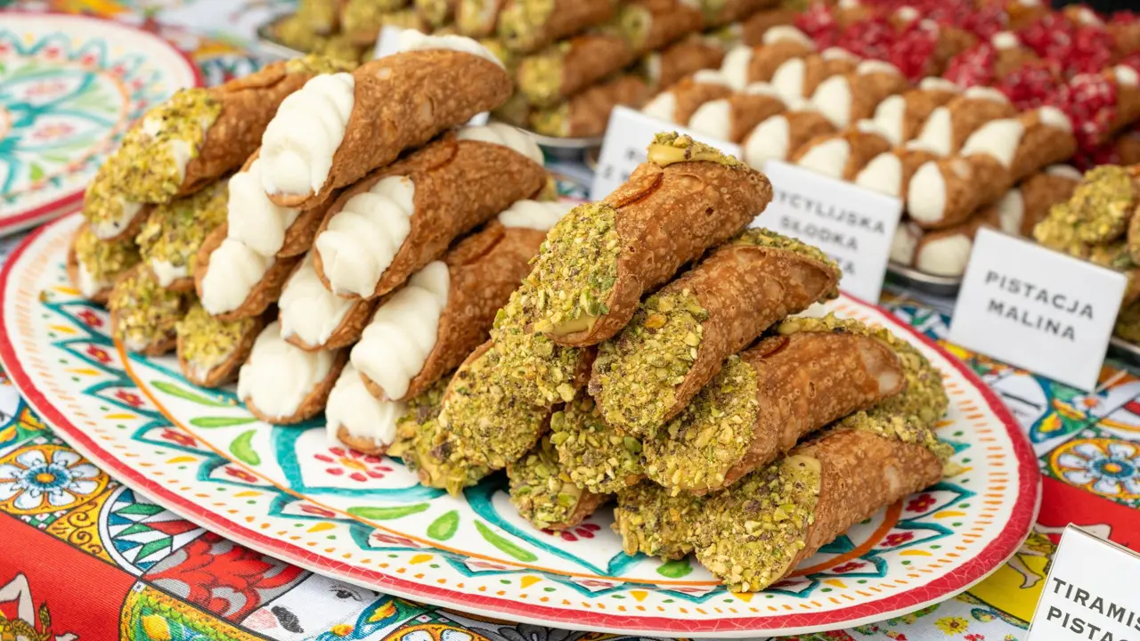 Cannoli with Pistachios and Ricotta, Sicily, Italy
