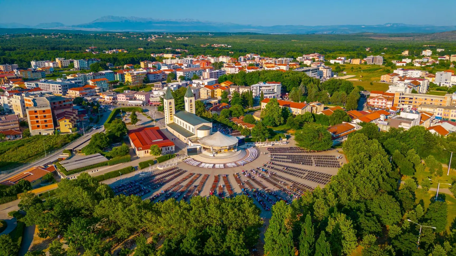 Aerial view of Medjugorje pilgrimage site, Bosnia & Herzegovina