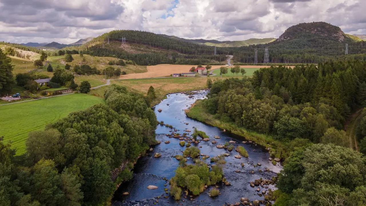 Traditional farmhouses in the Norwegian countryside near Sandnes