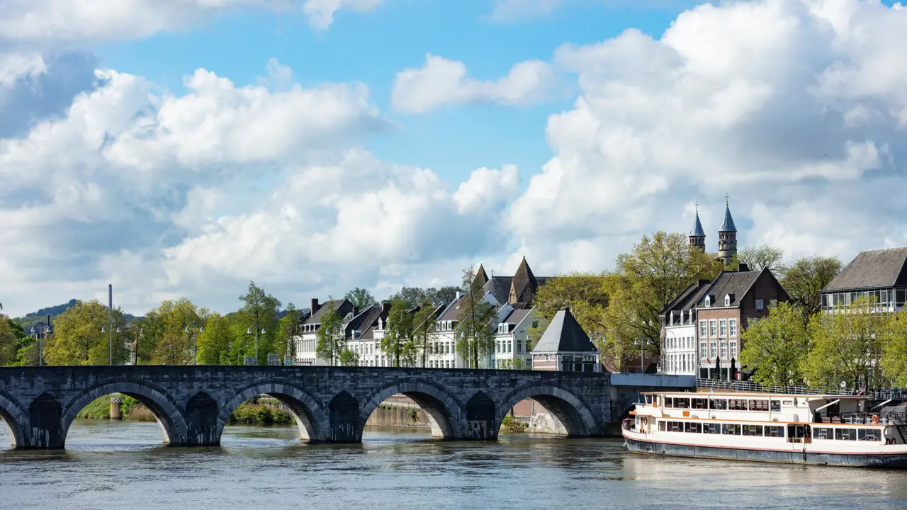 Riverside urban skyline of Maastricht