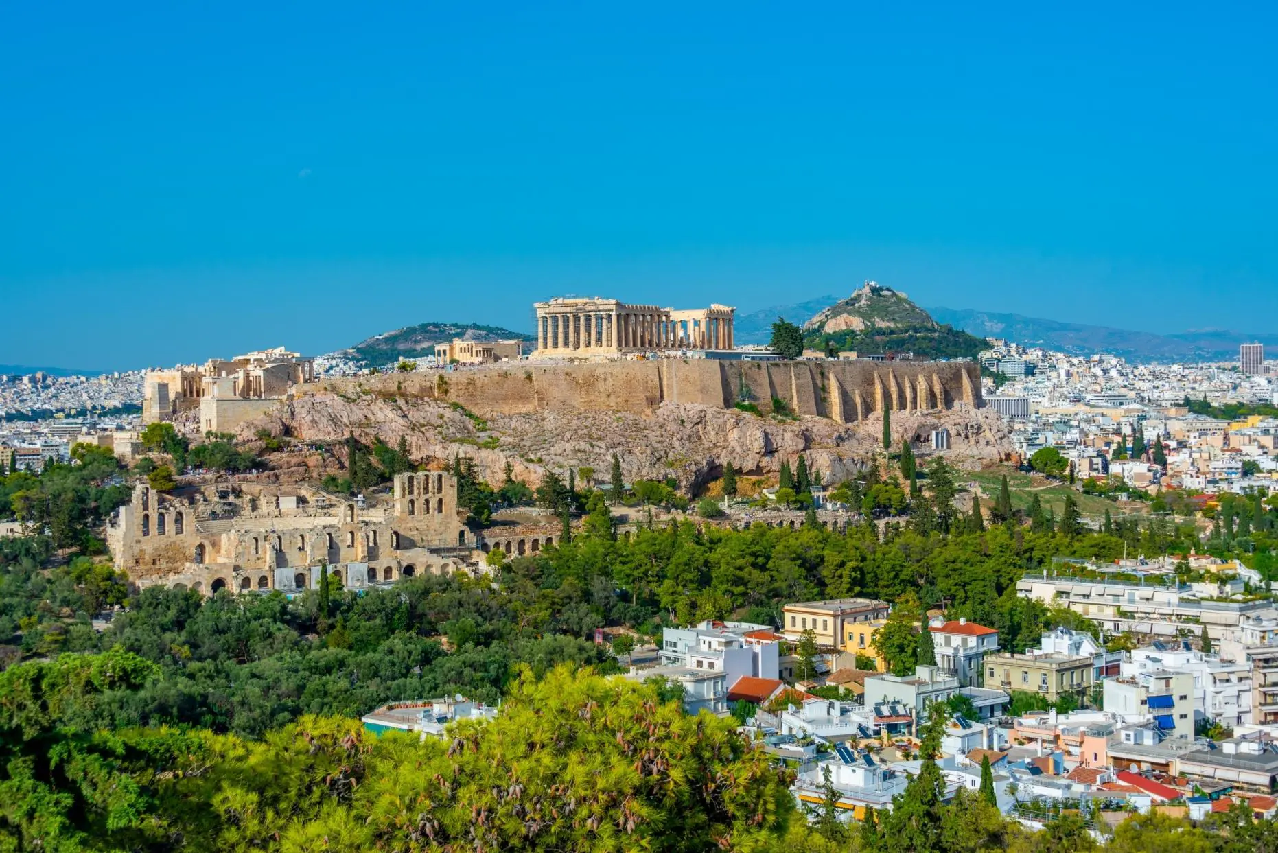 Panorama view of Acropolis, Athens, Greece