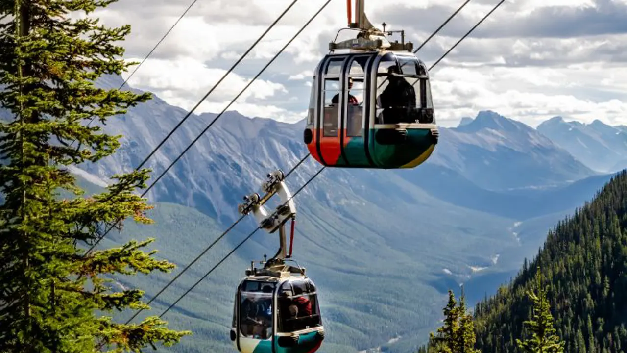 Sulphur Mountain Gondola cable car in Banff National Park in Canadian Rocky Mountains