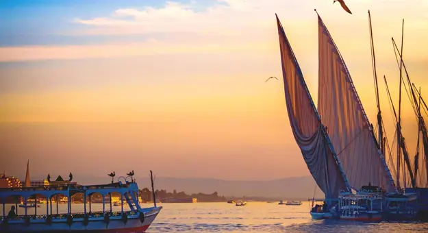 Feluccas at sunset