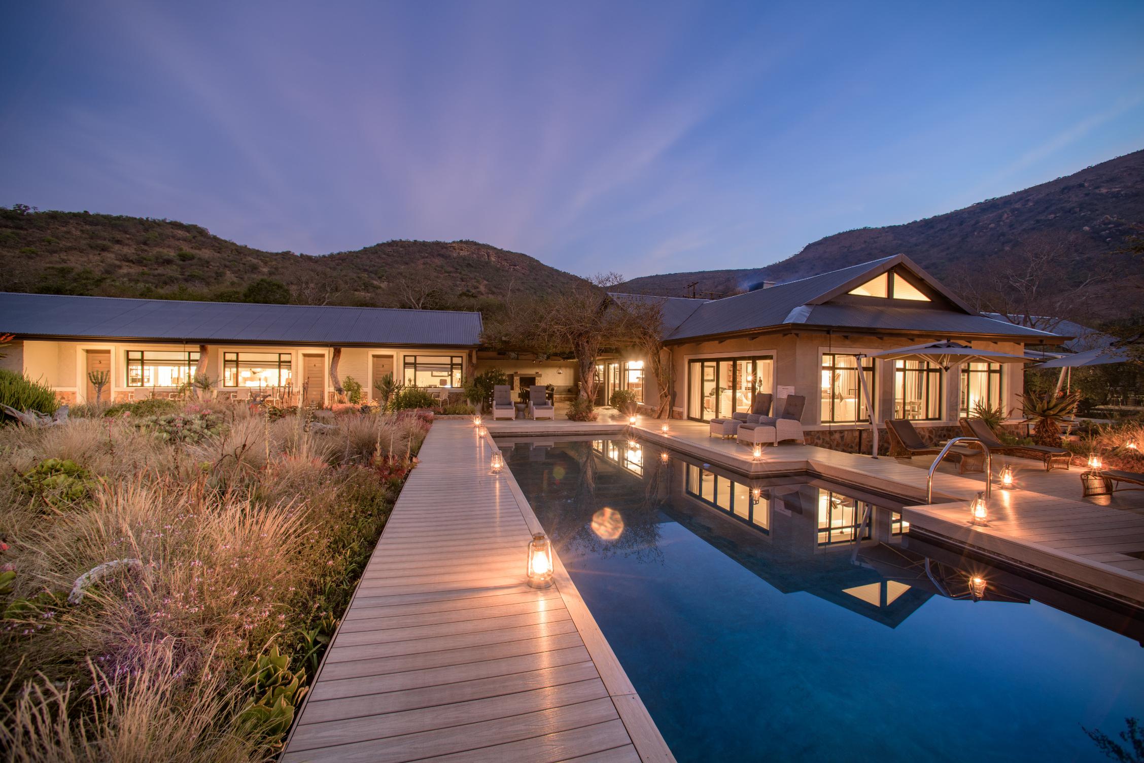 Valley Lodge, Babanango Game Reserve, Pool Night