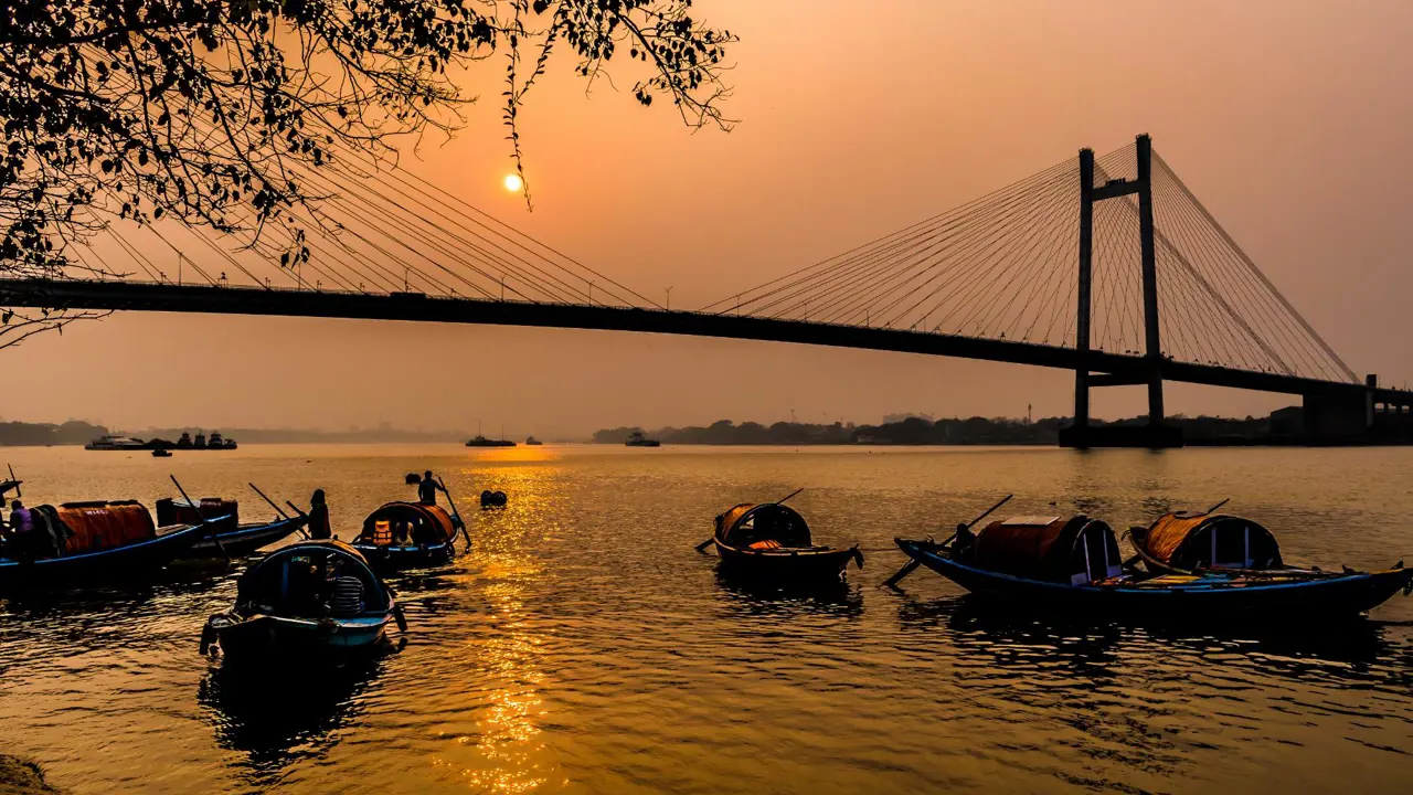  Sunset at Princep ghat, Hooghly River, Kolkata, West Bengal, India