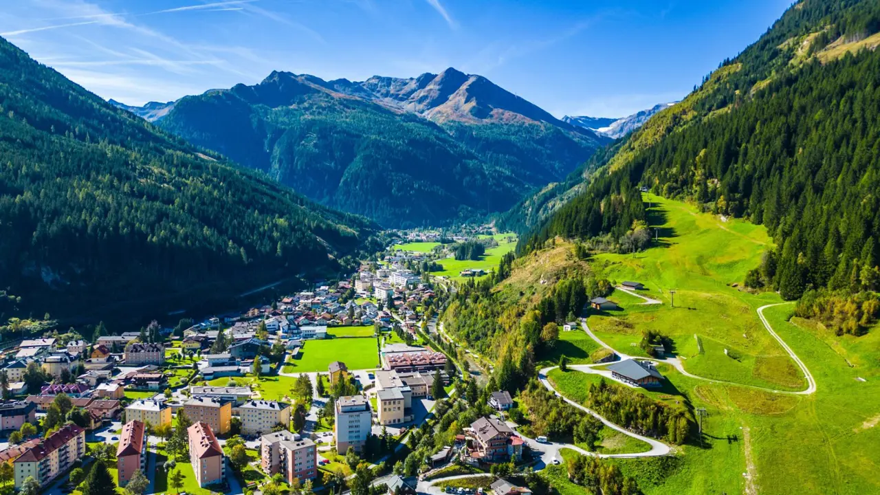 View of Bad Gastein, Hohe Tauern Alps, Gastein Valley