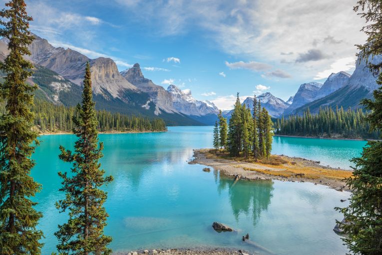 Spirit Island in Maligne Lake, Jasper National Park, Alberta