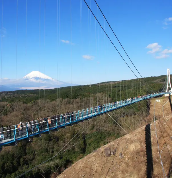 Mishima Skywalk Bridge, Mount Fuji In The Distance, Shizuoka Prefecture, Japan