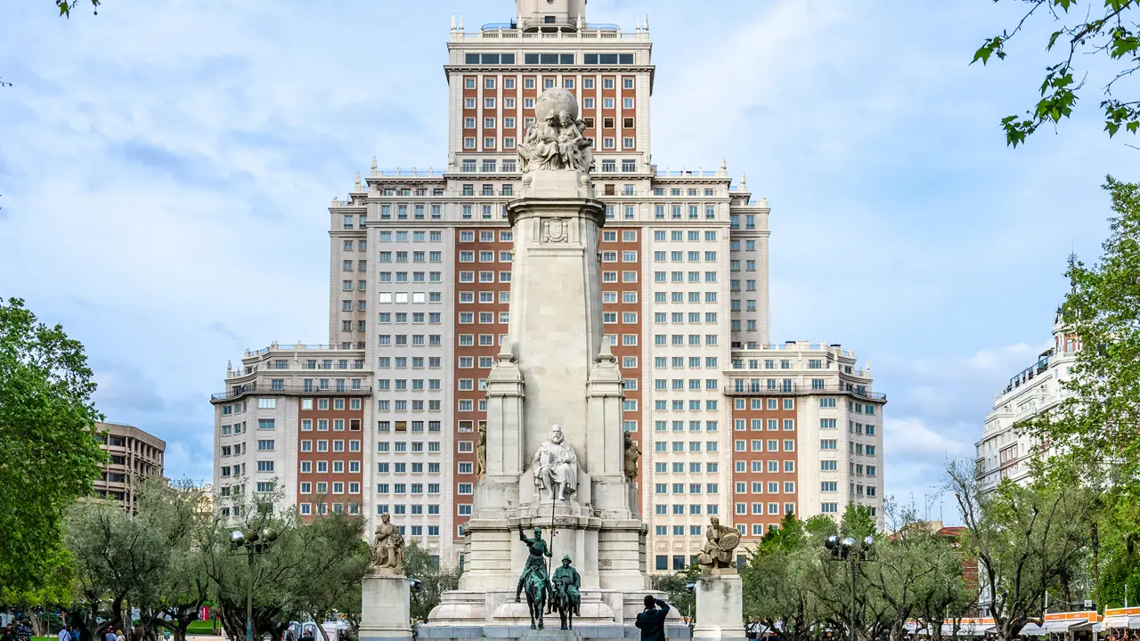 Statue Of Miguel Cervantes, Plaza De Espana, Madrid