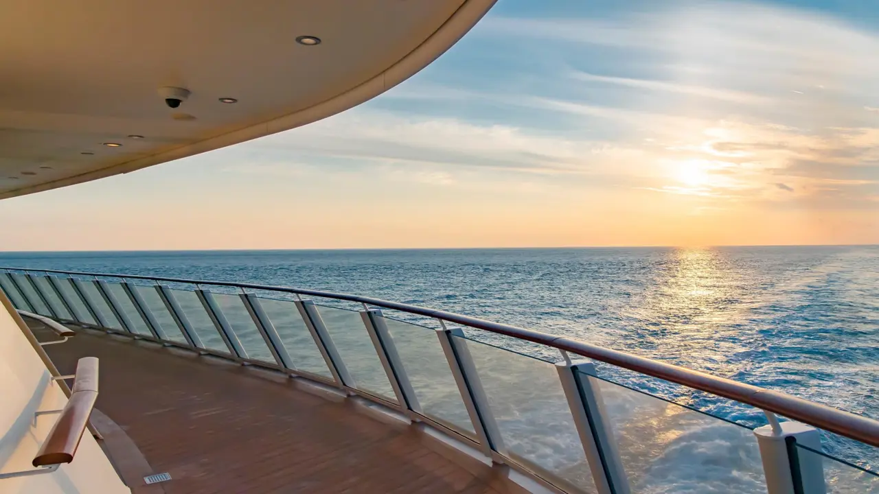 A sunny sea view from a cruise ship