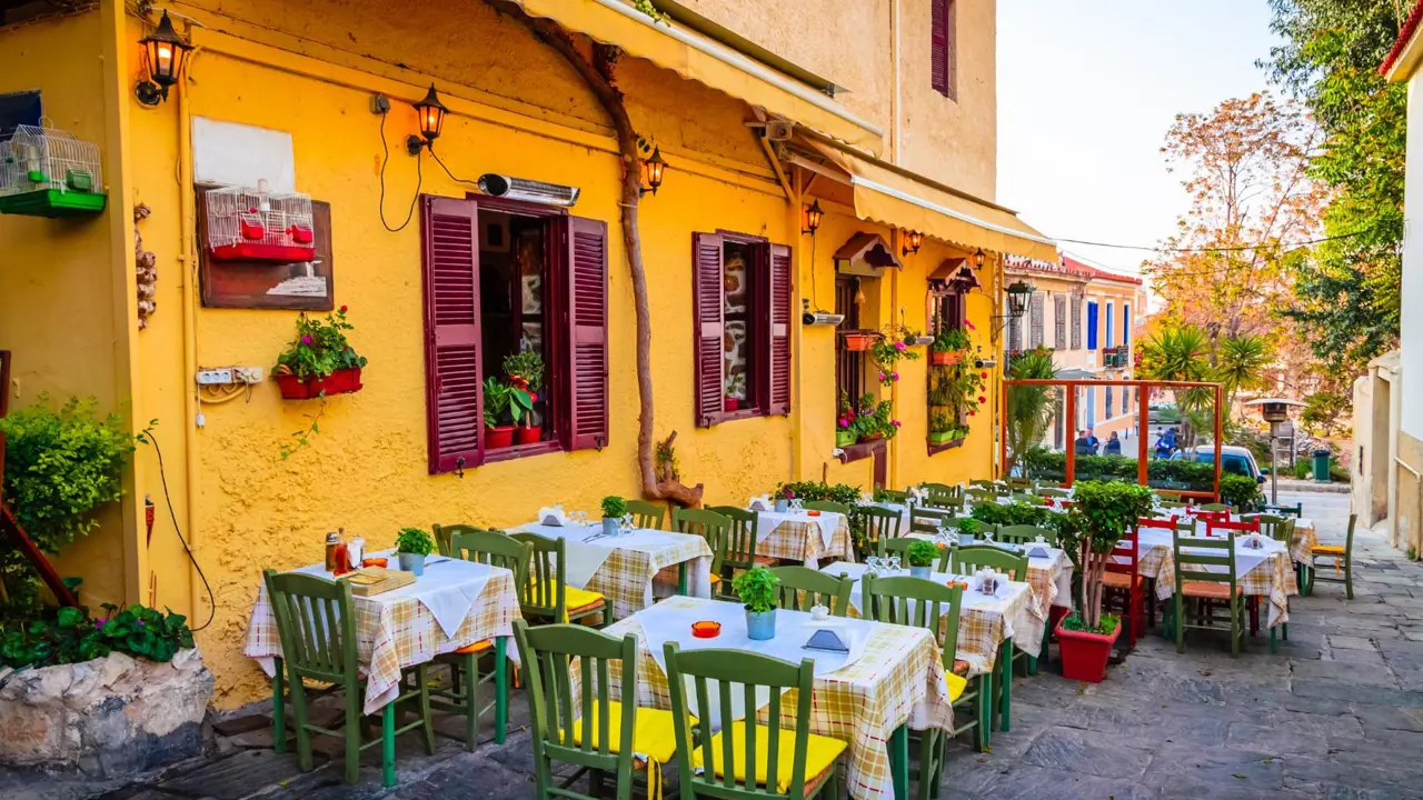 Cafe in the Plaka District, Athens, Greece