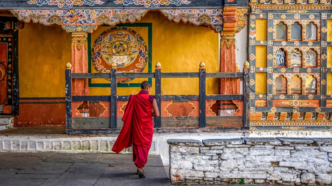 Monk, Rinpung Dzong, Paro, Bhutan