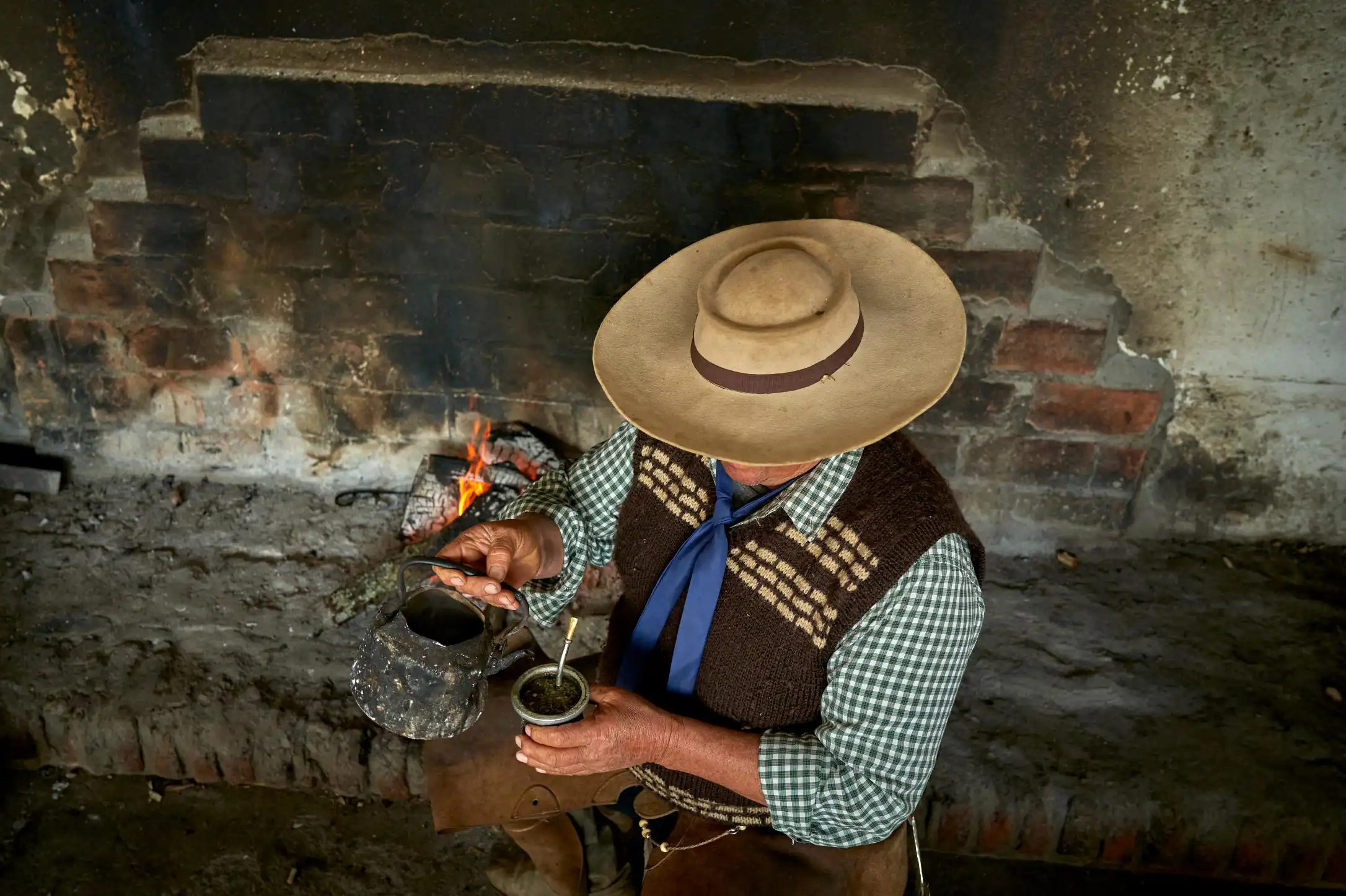 Gaucho with yerba mate, Uruguay's national drink