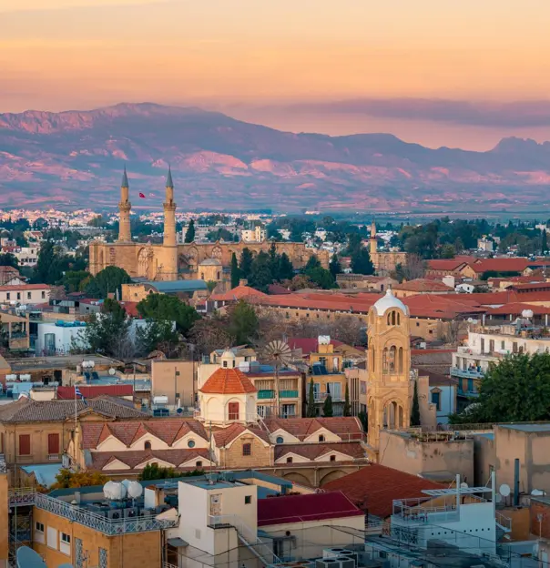 Aerial view over old town of Nicosia, Northern Cyprus