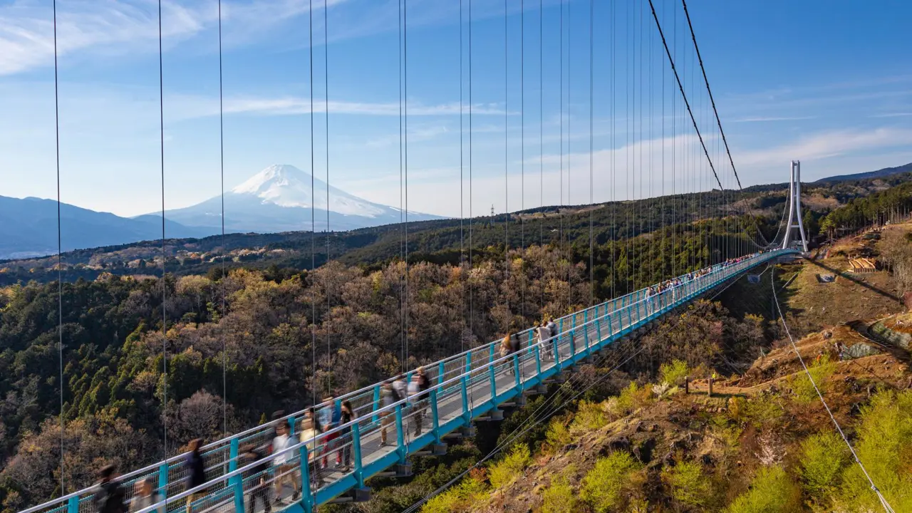  Mishima Skywalk Bridge With Mount Fuji In The Distance, Shizuoka Prefecture, Japan