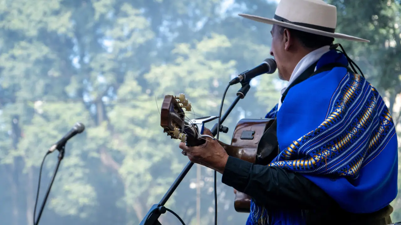 Gaucho playing guitar, Argentina