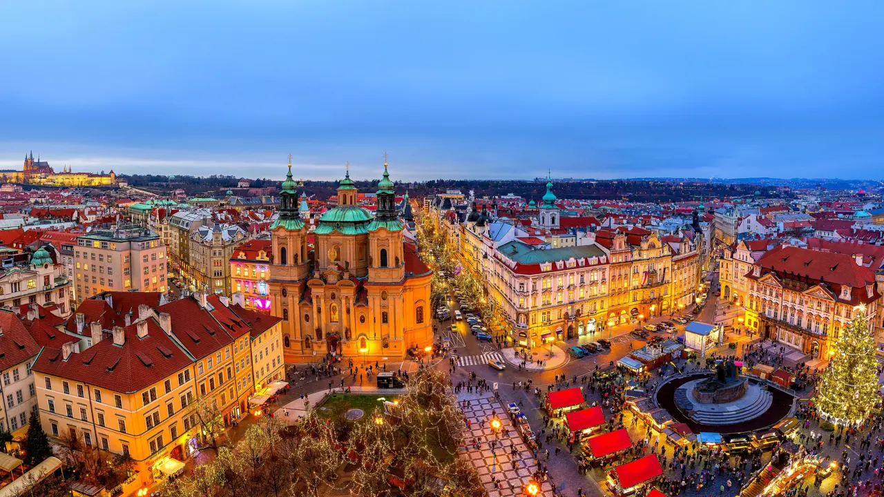 View of Old Town Christmas Market, Prague
